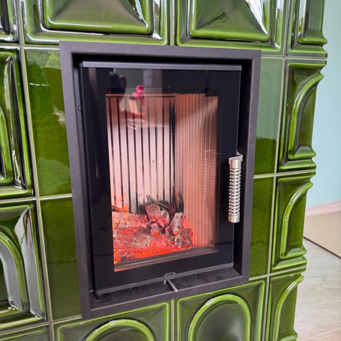 KOMINEK KAFLOWY w kolorze zielonym