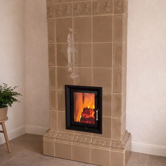 Piec Kaflowy w kolorze lnianym