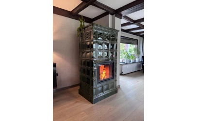 Kominek kaflowy - zieleń transparentna